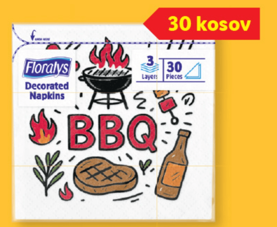 Floralys Prtički z "BBQ" motivom 30 kos - Akcija v trgovini Lidl