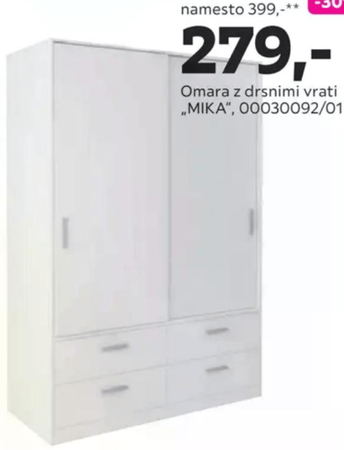 Omara z drsnimi vrati „MIKA" - Akcija v trgovini Mömax