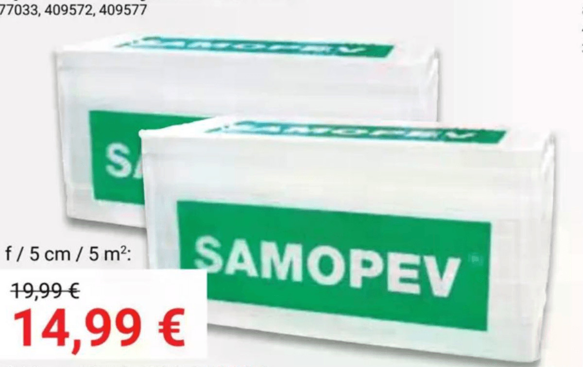Toplotna izolacija EPS SAMOPEV 5 cm / 5 m² - Akcija v trgovini Pevex