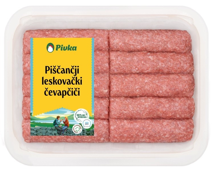 Piščančji leskovački čevapčići Pivka 480 g Akcija v trgovini E.Leclerc