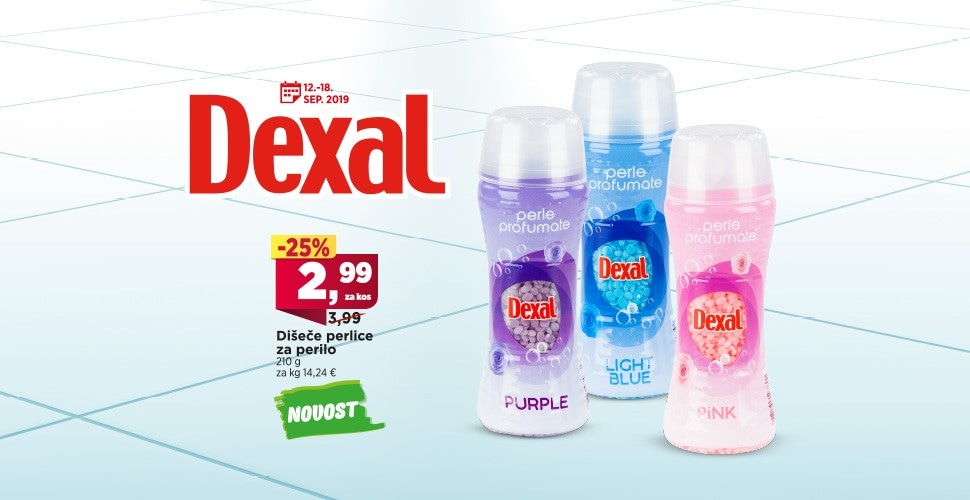 Dexal Perle Profumate dišeče perlice za perilo 185 g Akcija v trgovini Eurospin