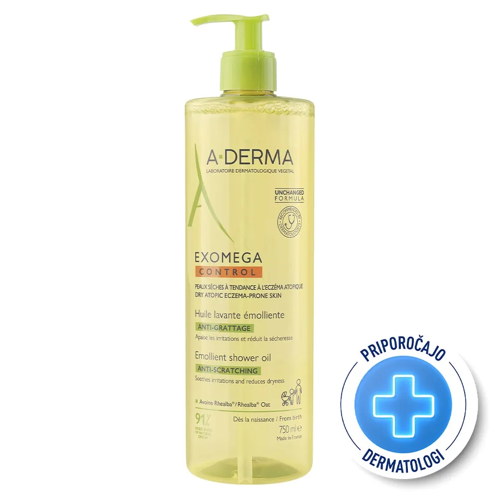 A-Derma dermatološka emolientna olja za tuširanje Exomega Control 400 ml Akcija v trgovini E.Leclerc