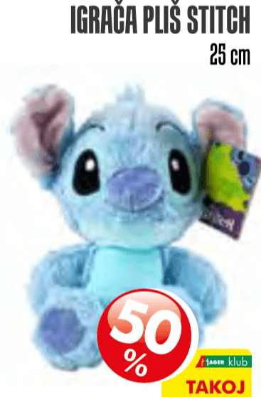 Igrača pliš Stitch 25 cm - Akcija v trgovini Jager
