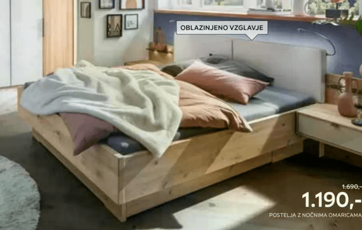 Postelja z nočnima omaricama 180 X 200 cm - Akcija v trgovini Lesnina