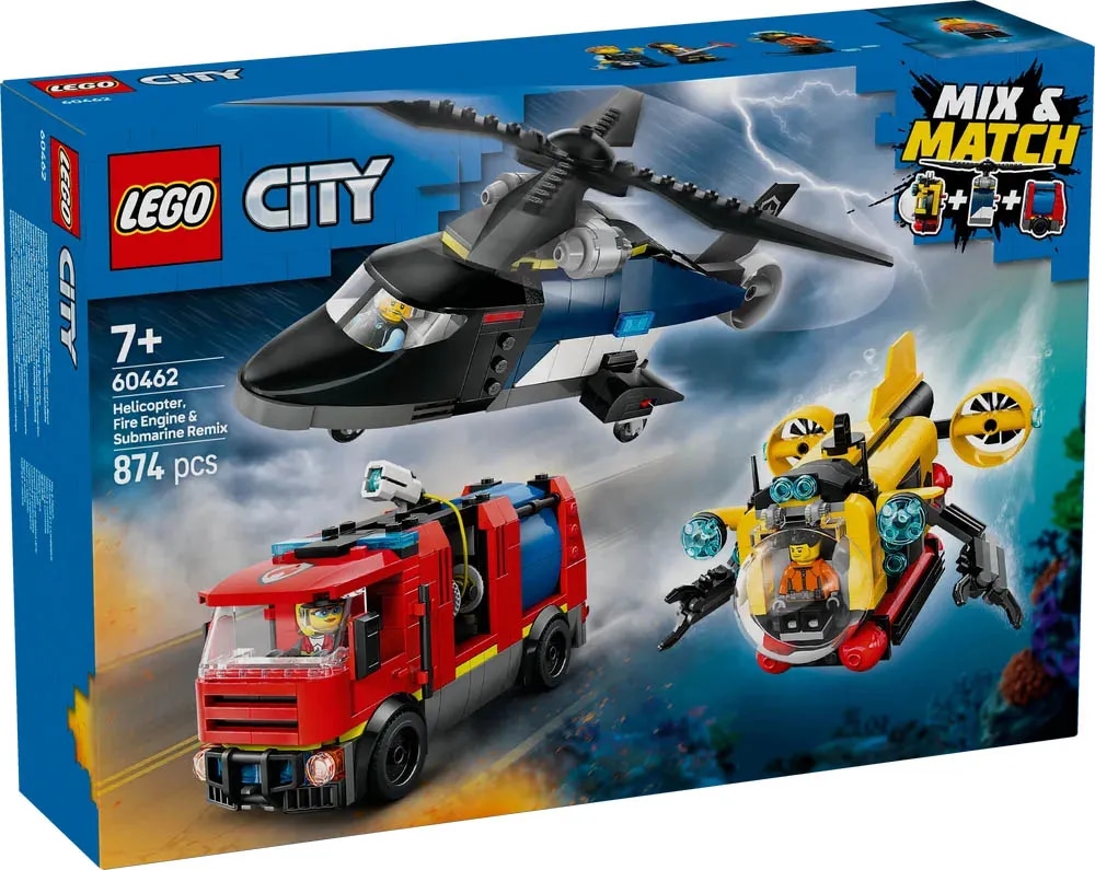 Kocke LEGO City Remiks helikopter, gasilsko vozilo in podmornica - Akcija v trgovini Mercator