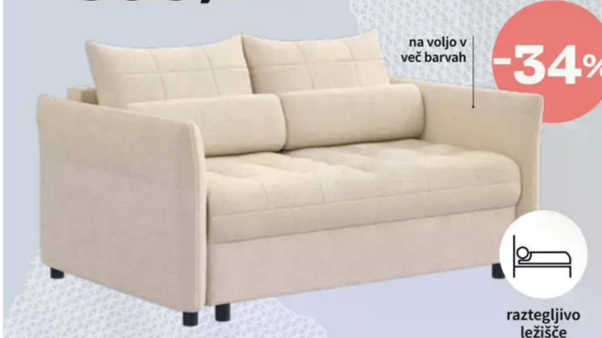 KRK raztegljiv dvosed 164 x 107 x 92 cm, ležišče: 185 x 160 cm - Akcija v trgovini Prima