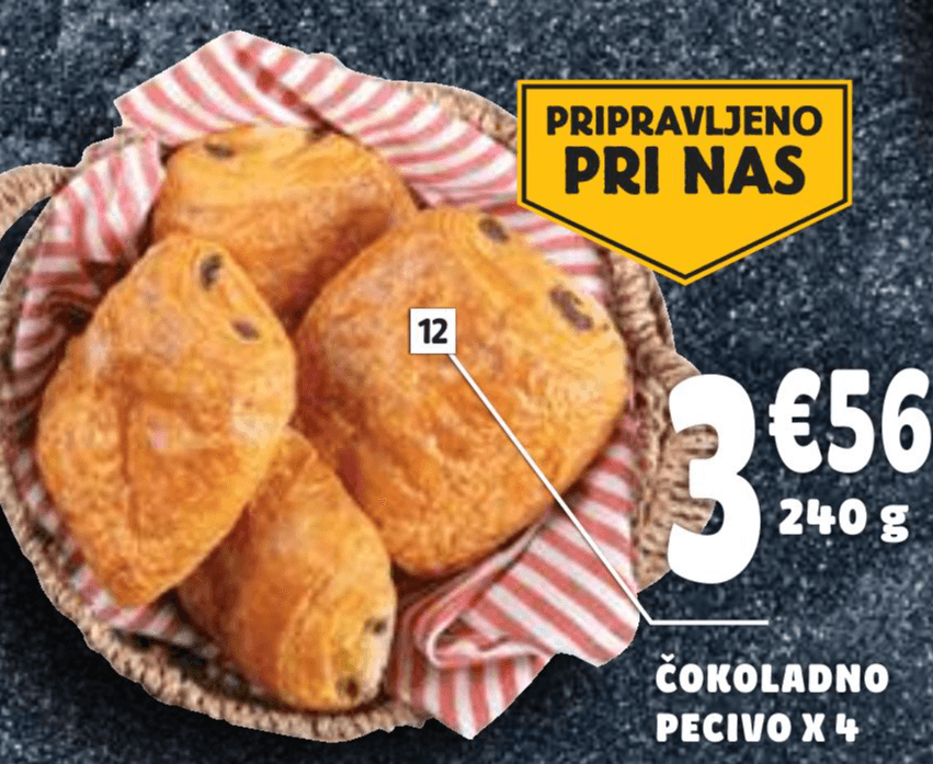 Čokoladno pecivo 4 kos - Akcija v trgovini E.Leclerc