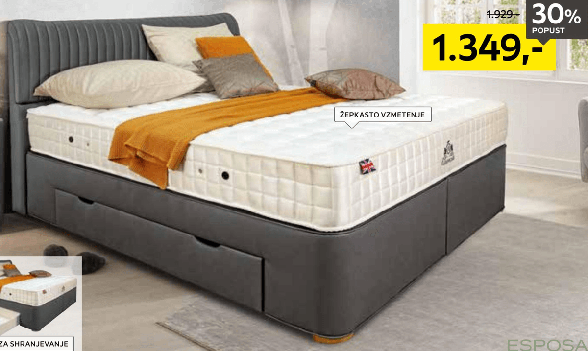 Postelja boxspring dim. 180 X 200 cm ESPOSA - Akcija v trgovini Lesnina