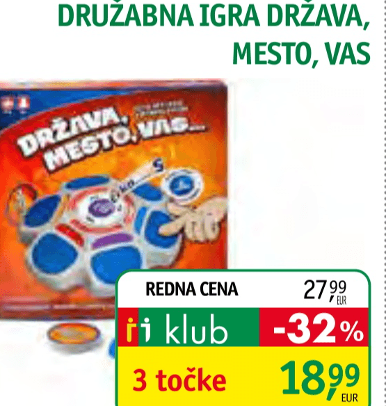 Družabna igra Država, Mesto, Vas - Akcija v trgovini Jager