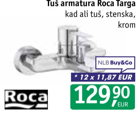 Tuš armatura Roca Targa - Akcija v trgovini Jager