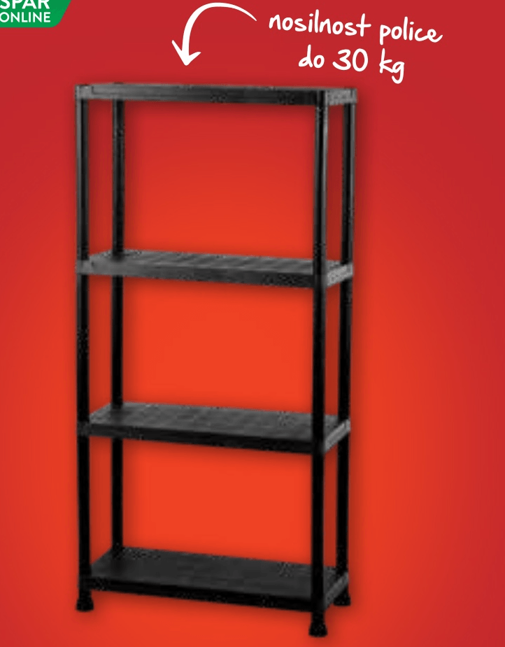 Regal s 4 policami - Akcija v trgovini Spar