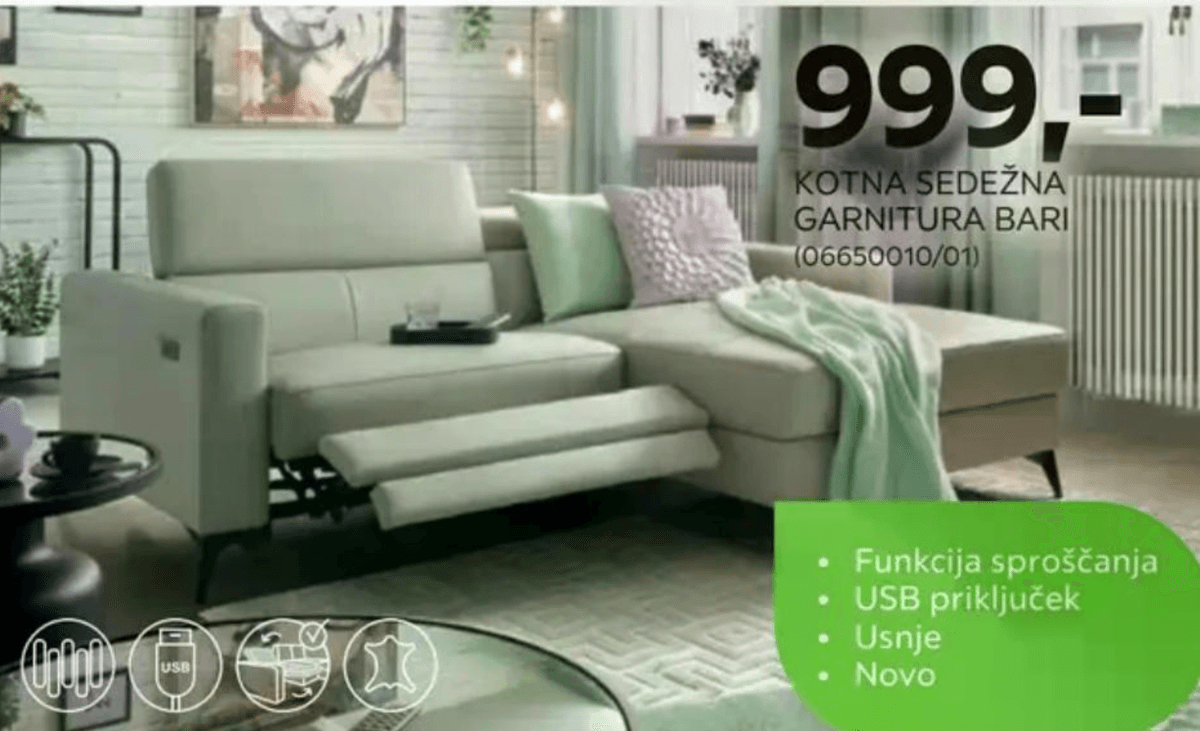 Kotna sedežna garnitura Bari - Akcija v trgovini Mömax