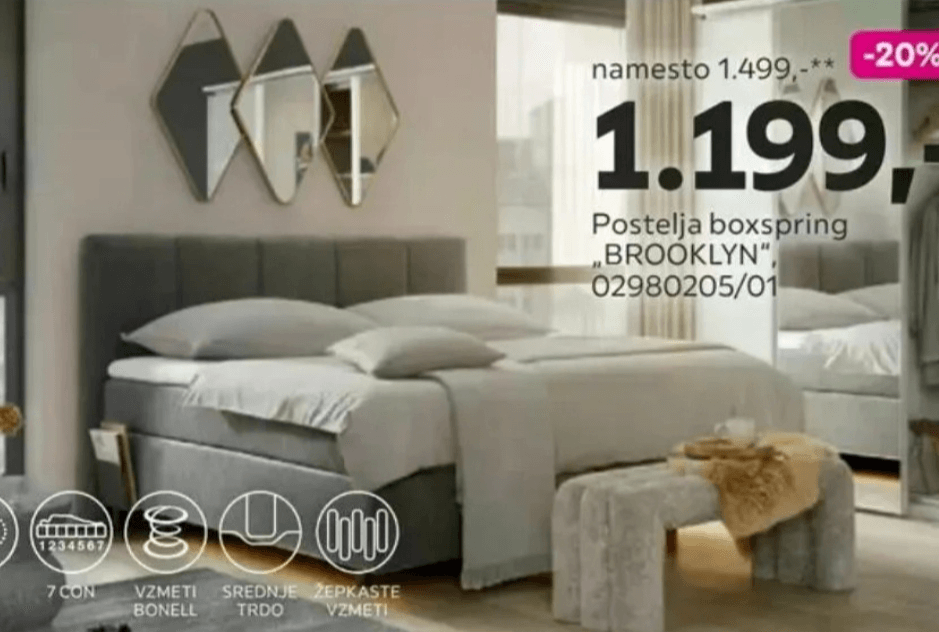 Postelja boxspring „BROOKLYN" - Akcija v trgovini Mömax