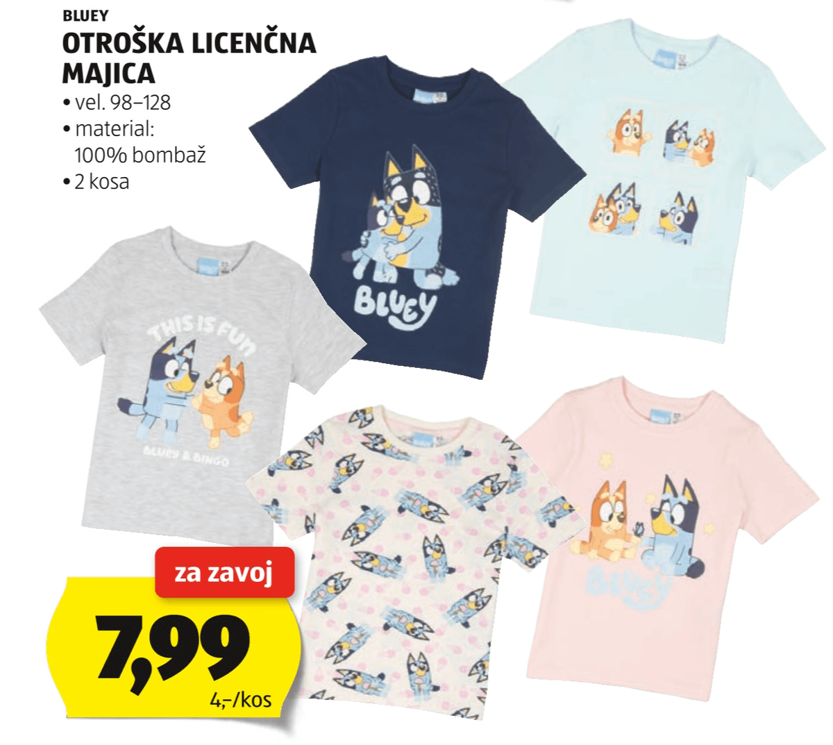Bluey Otroška licenčna majica 2 kosa - Akcija v trgovini Hofer