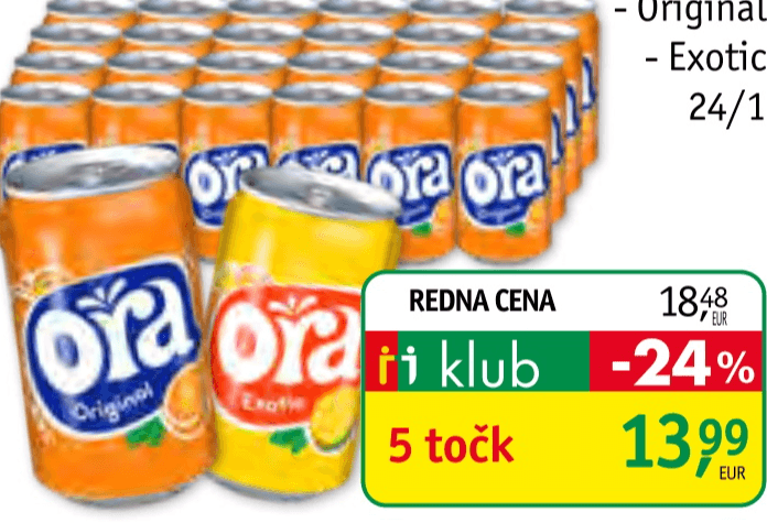 Ora Pijača 0,33 L, 24/1 - Akcija v trgovini Jager