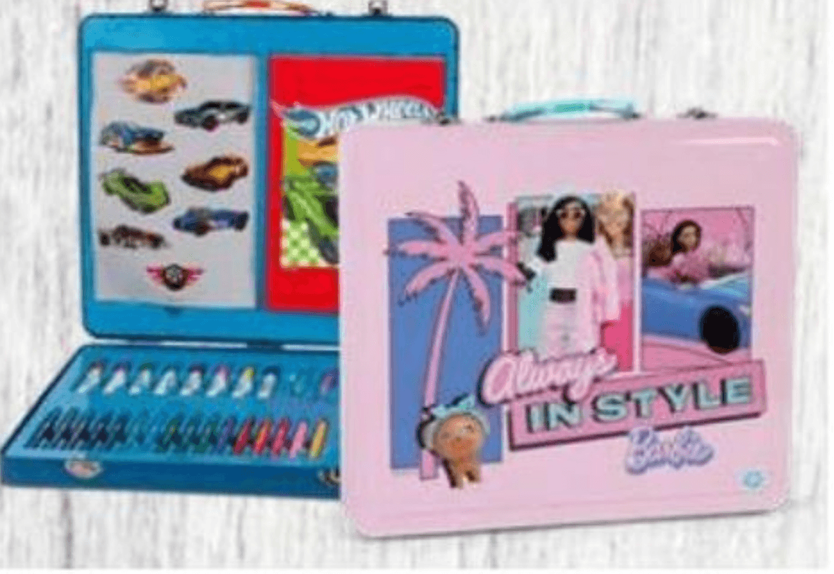 Pločevinasti kovček za ustvarjanje Barbie/Hot Wheels - Akcija v trgovini Eurospin