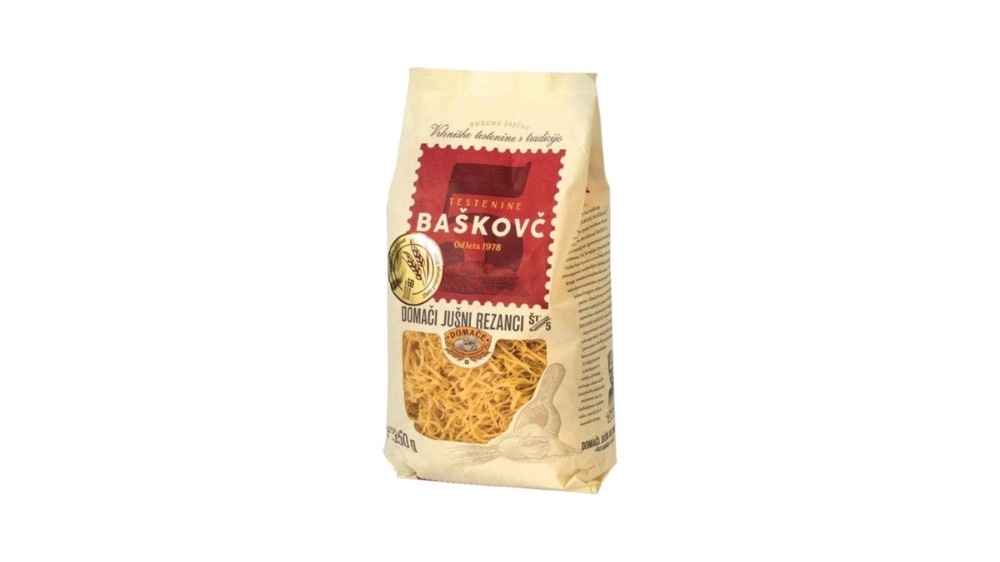 Domači jajčni rezanci za juho Baškovč 350 g Akcija v trgovini Mercator