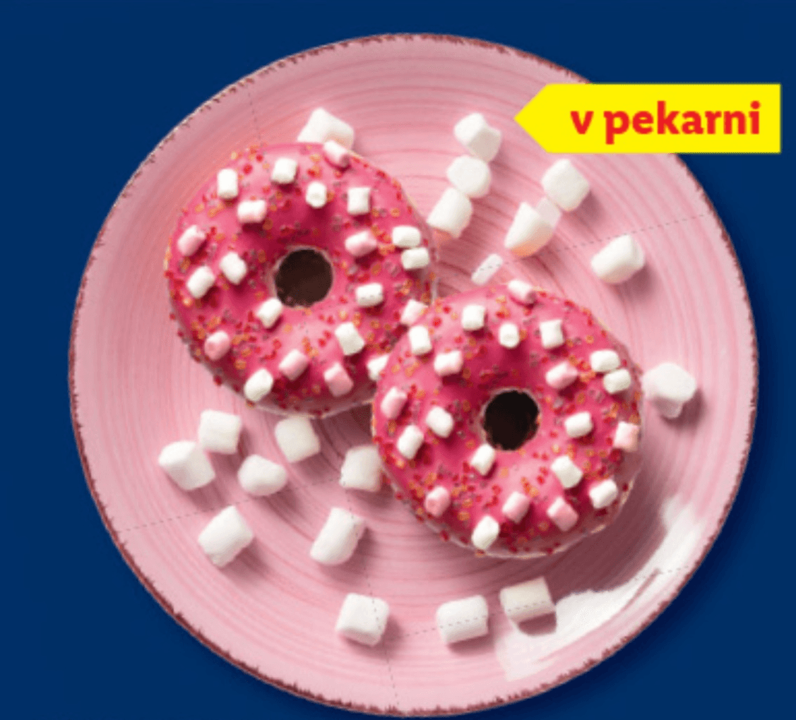 Pinky donut z „marshmallow“ penicami 56 g - Akcija v trgovini Lidl