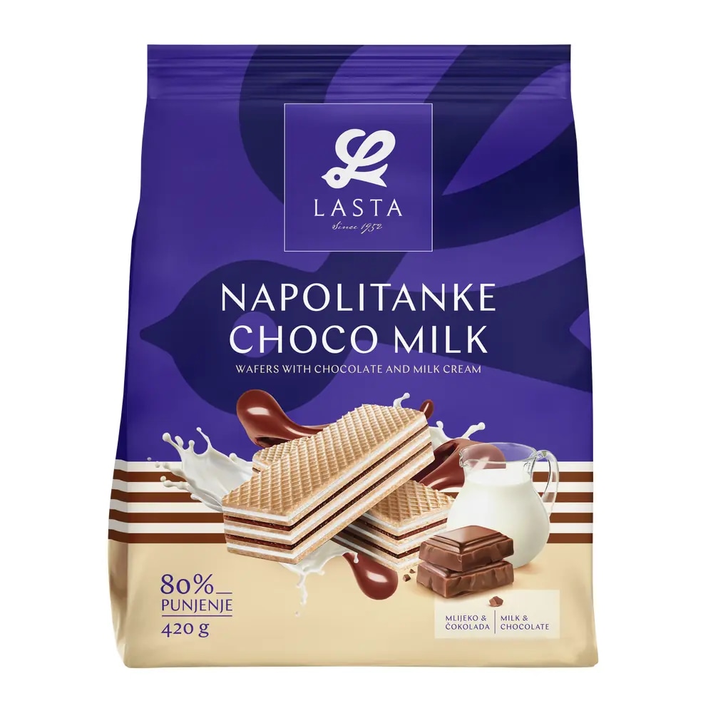 Piškoti Lasta Napolitanka Choco Milk 420 g Akcija v trgovini Pevex