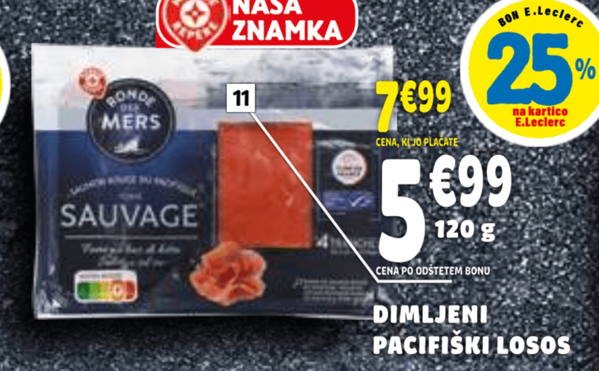 Dimljeni pacifiški losos 120 g Marque Repère - Akcija v trgovini E.Leclerc