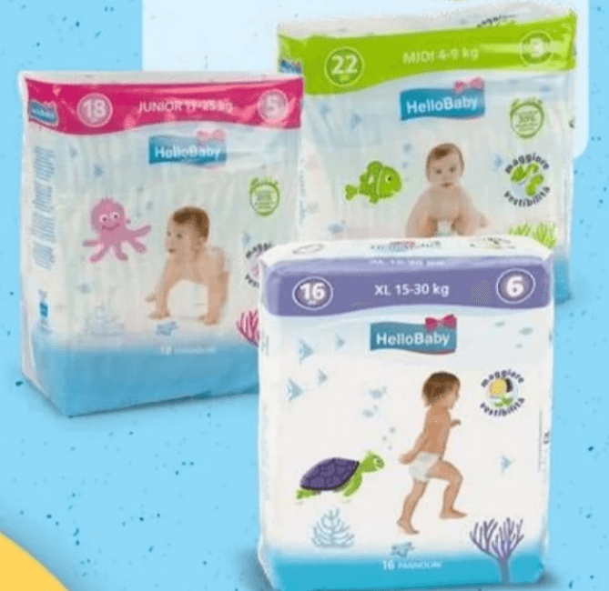 Otroške plenice HelloBaby - Akcija v trgovini Eurospin