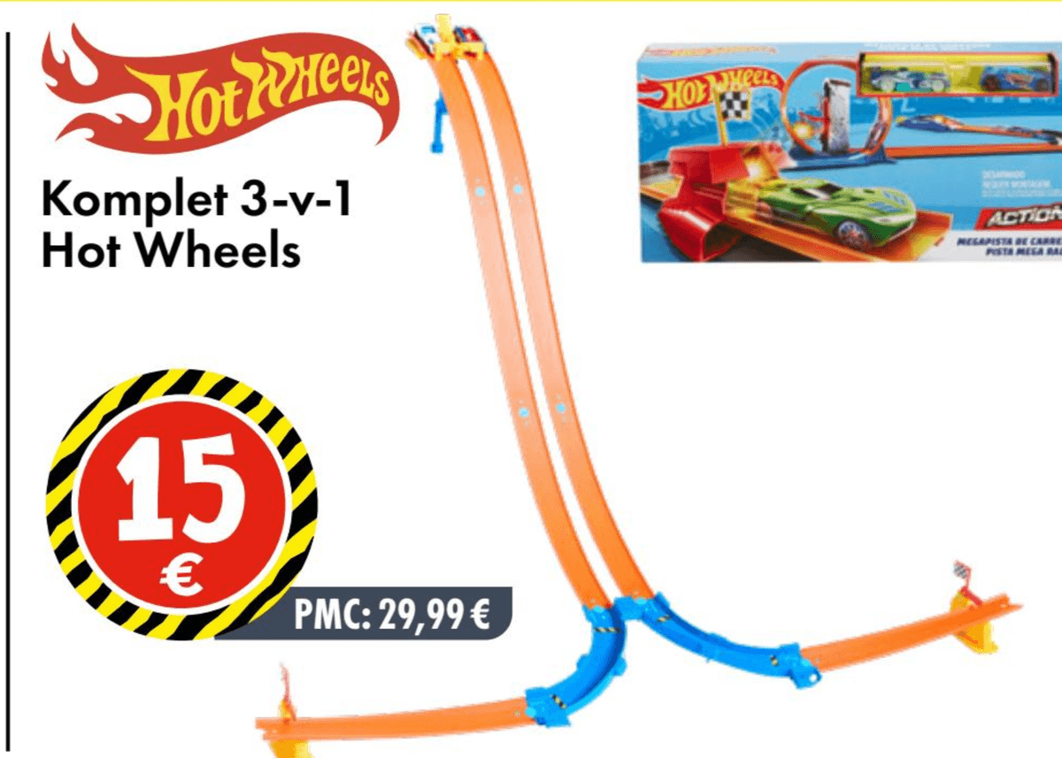 Komplet 3-v-1 Hot Wheels - Akcija v trgovini Tedi