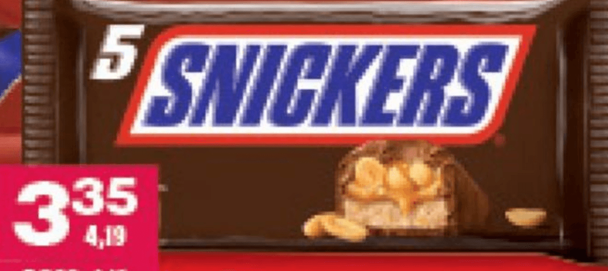 Snickers 250 g (5x50 g) - Akcija v trgovini Mercator