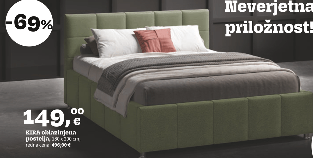 KIRA oblazinjena postelja 180 x 200 cm - Akcija v trgovini Prima