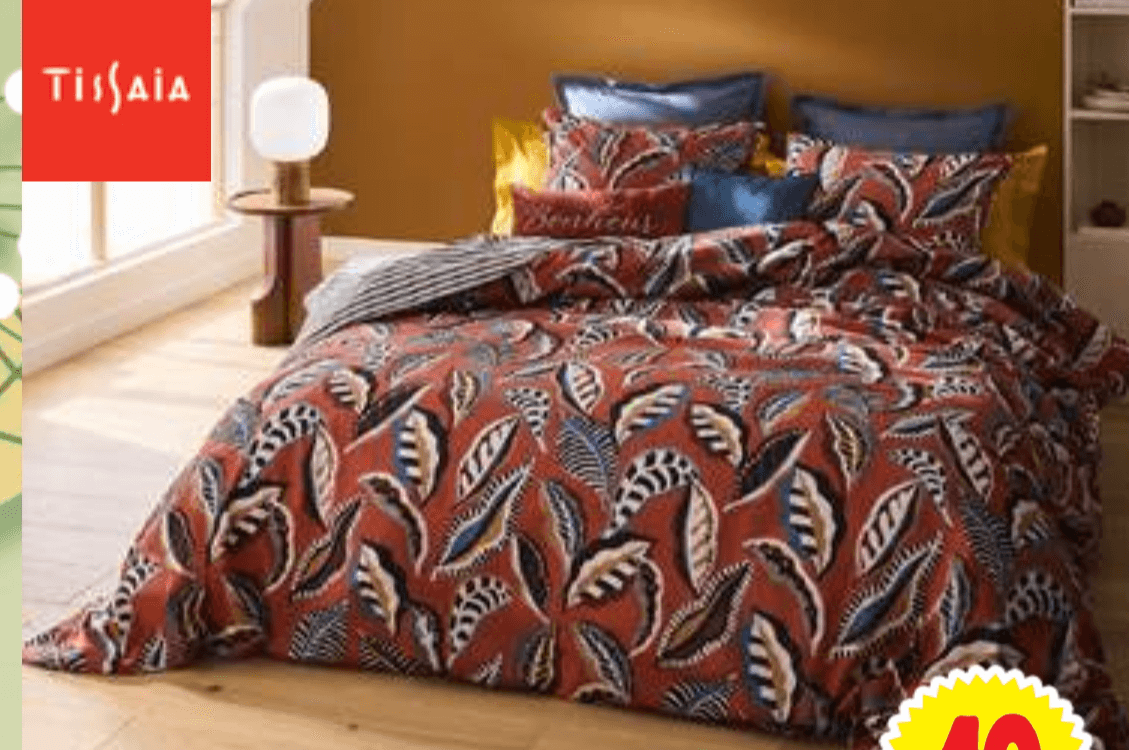 Posteljni komplet "Florale" 140 x 200 + 63 x 63 cm TISSAIA - Akcija v trgovini E.Leclerc