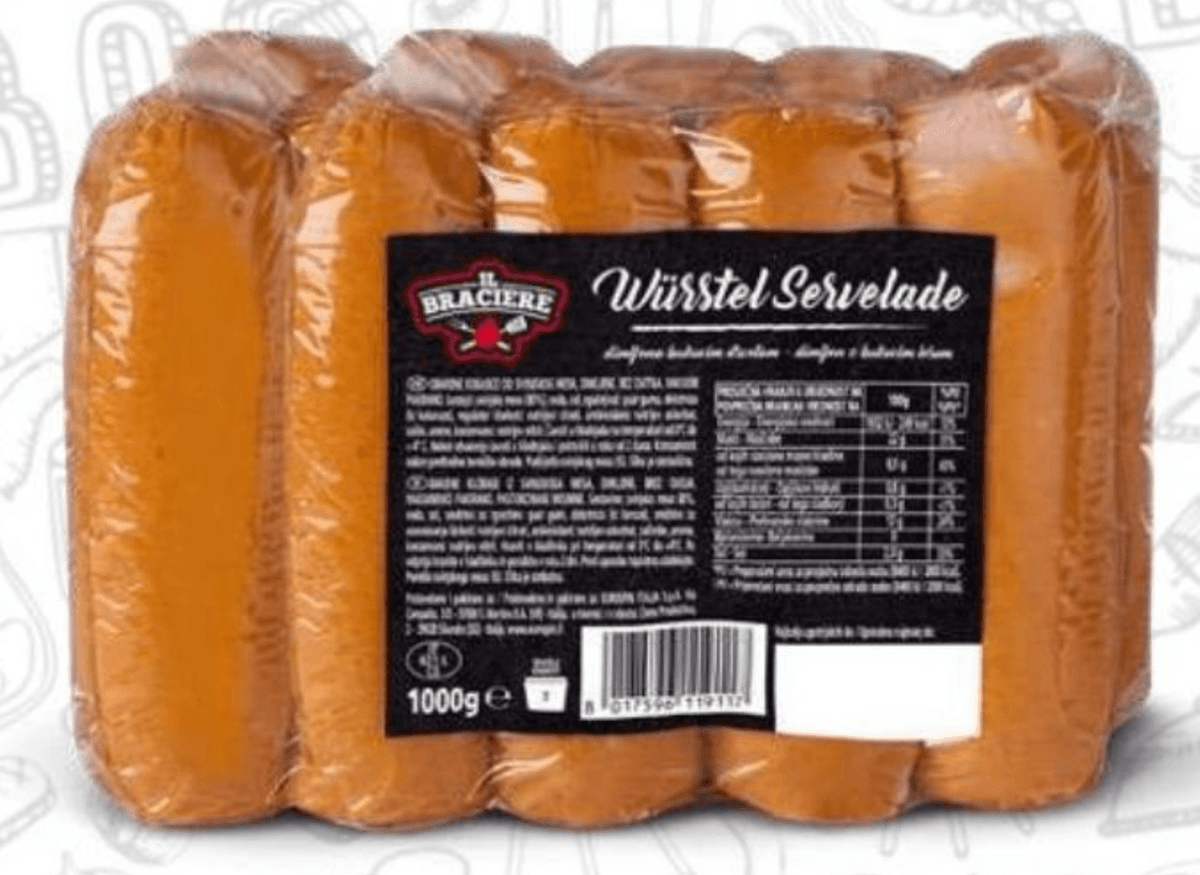 BRACIERE Dimljene barjene klobase servelade 1 kg - Akcija v trgovini Eurospin