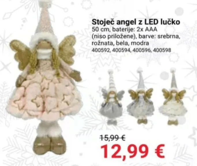 Stoječ angel z LED lučko 50 cm - Akcija v trgovini Pevex