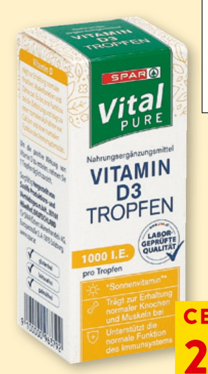 Vitamin D3 kapljice 30 ml Vital Pure - Akcija v trgovini Spar