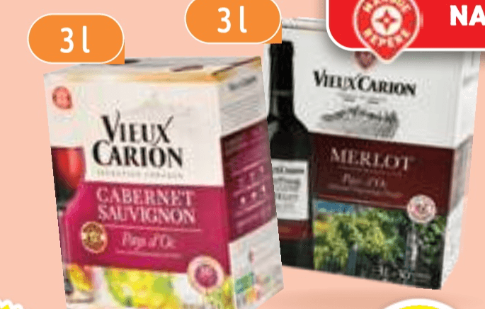 Vieux Carion Cabernet Sauvignon ali Merlot 3 l - Akcija v trgovini E.Leclerc