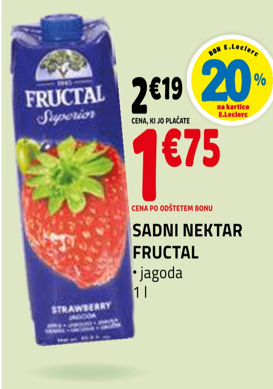 Sadni nektar Fructal 1 l - Akcija v trgovini E.Leclerc