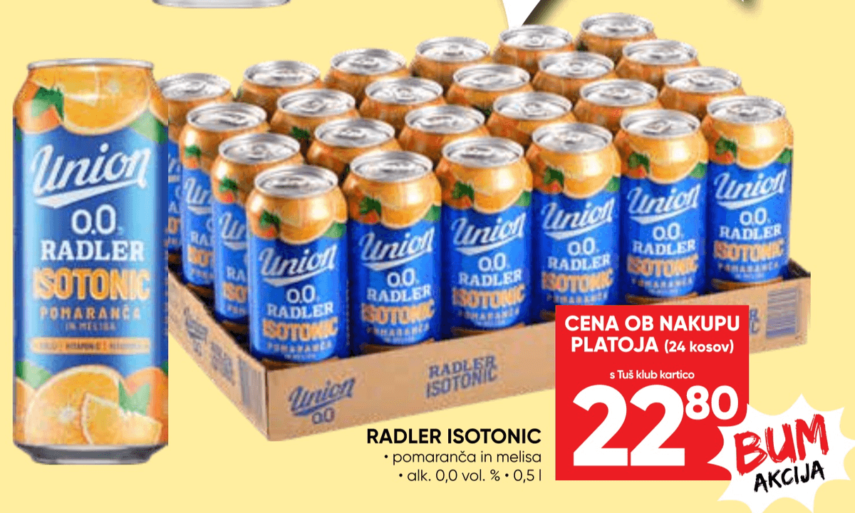 Radler Isotonic 24 kosov Union - Akcija v trgovini Tuš
