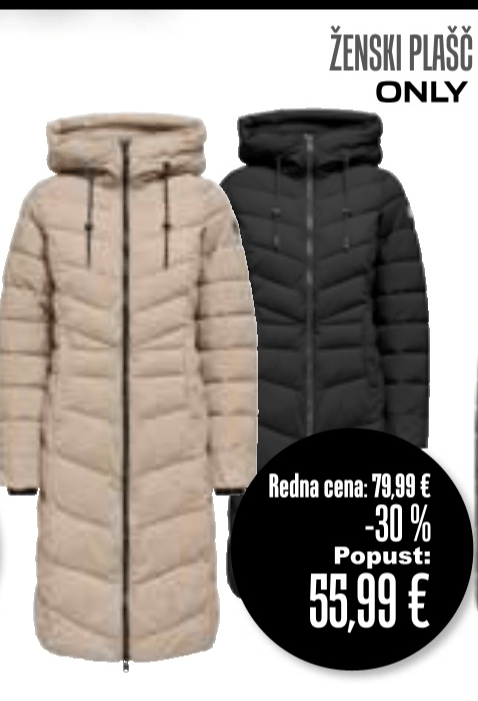 Ženski plašč ONLY - Akcija v trgovini Jager