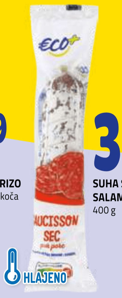 Suha svinjska salama Saucisson Sec 400 g ECO+ - Akcija v trgovini E.Leclerc