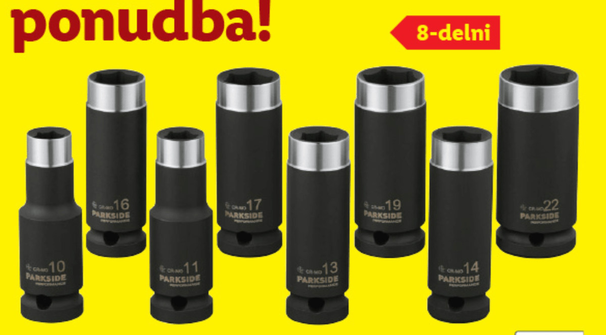 Parkside Performance Komplet udarnih nasadnih ključev 8-delni - Akcija v trgovini Lidl