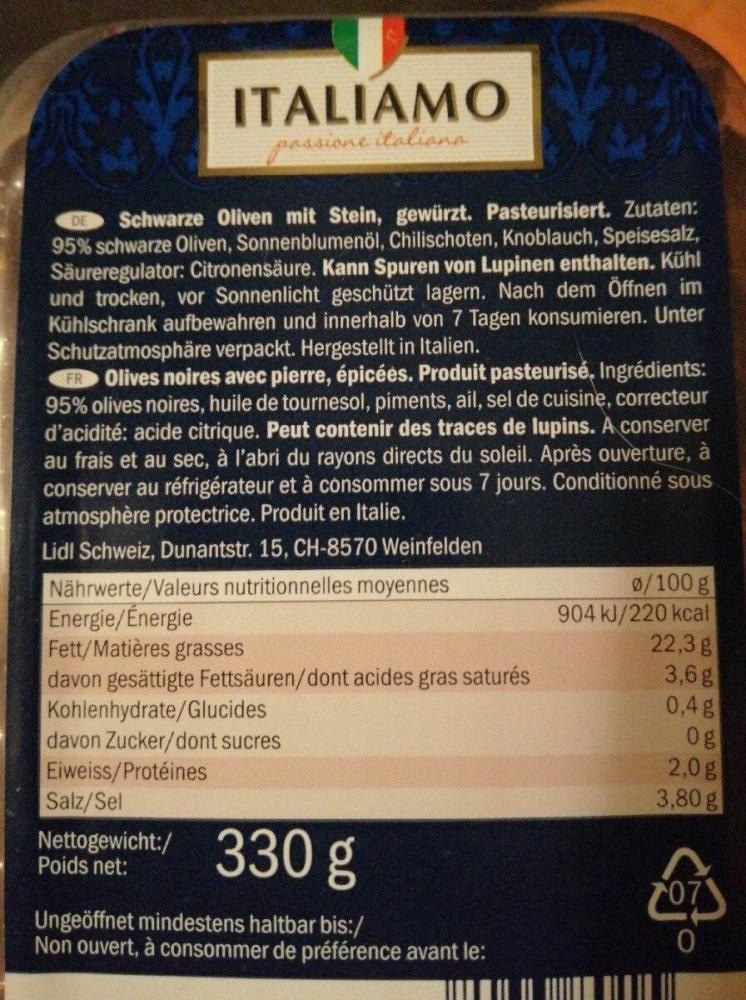 Italiamo Pikantne olive 330 g - Akcija v trgovini Lidl