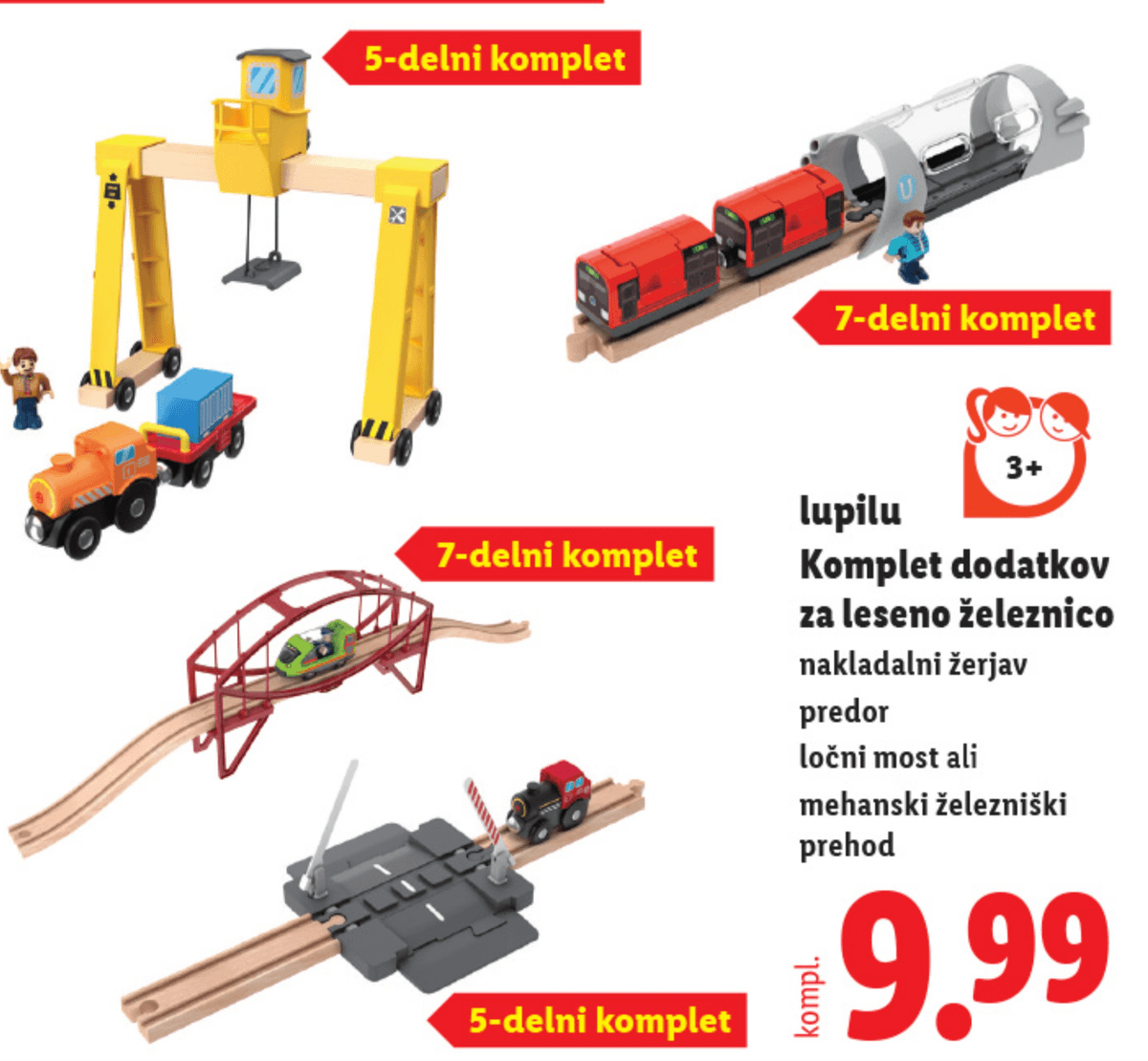 lupilu Komplet dodatkov za leseno železnico 7-delni komplet - Akcija v trgovini Lidl
