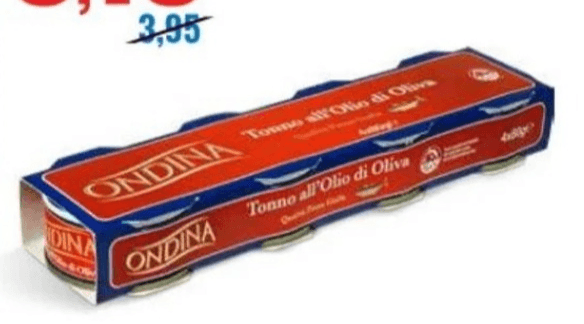 TUNINA V OLJČNEM OLJU 4 x 80 g Ondina - Akcija v trgovini Eurospin