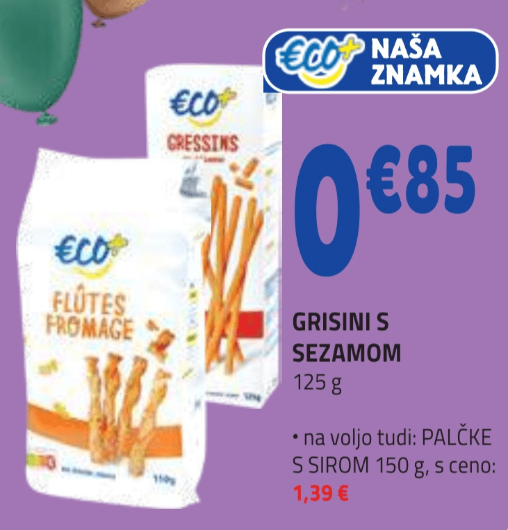 GRISINI S SEZAMOM 125 g Eco - Akcija v trgovini E.Leclerc