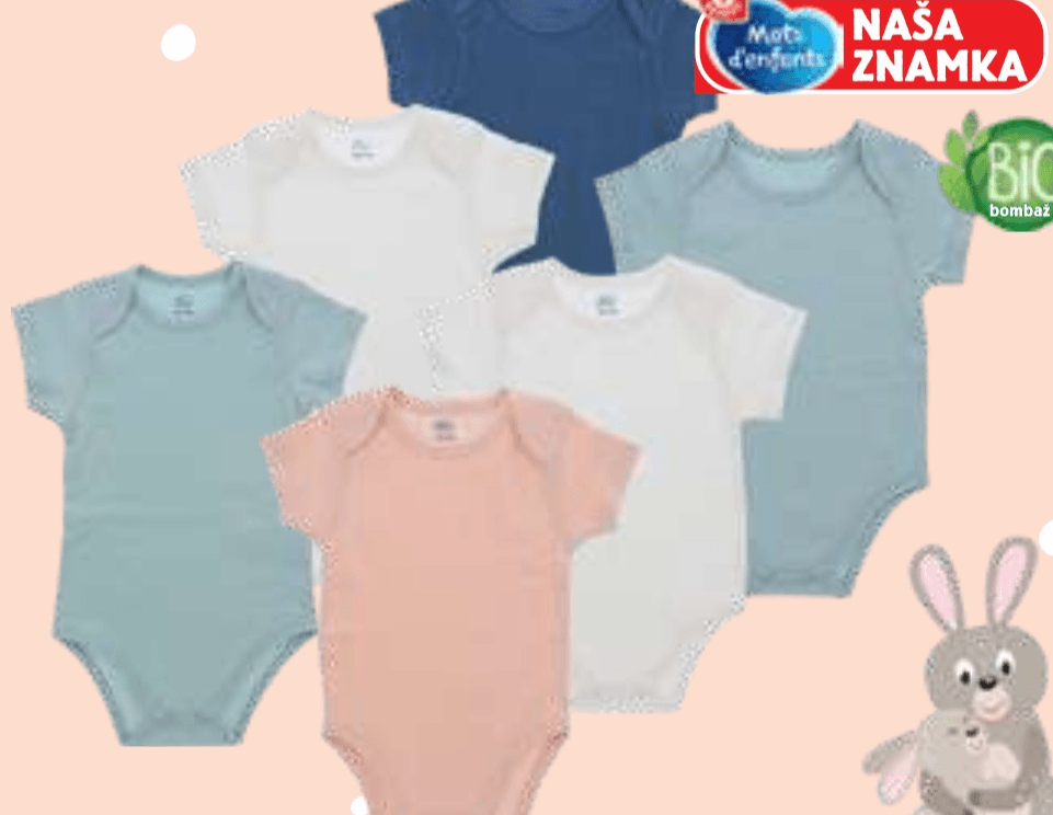 Otroški bodi s kratkimi rokavi 3x Mots d'enfants - Akcija v trgovini E.Leclerc