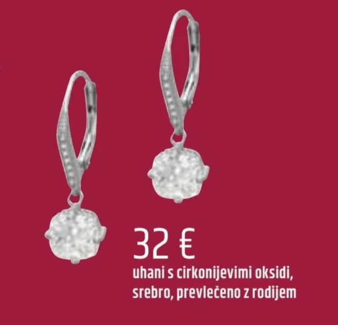 Uhani s cirkonijevimi oksidi - Akcija v trgovini E.Leclerc