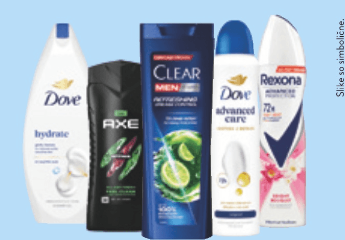 Axe, Dove, Rexona ali Clear Izdelki Axe, Dove, Rexona, Clear - Akcija v trgovini Spar