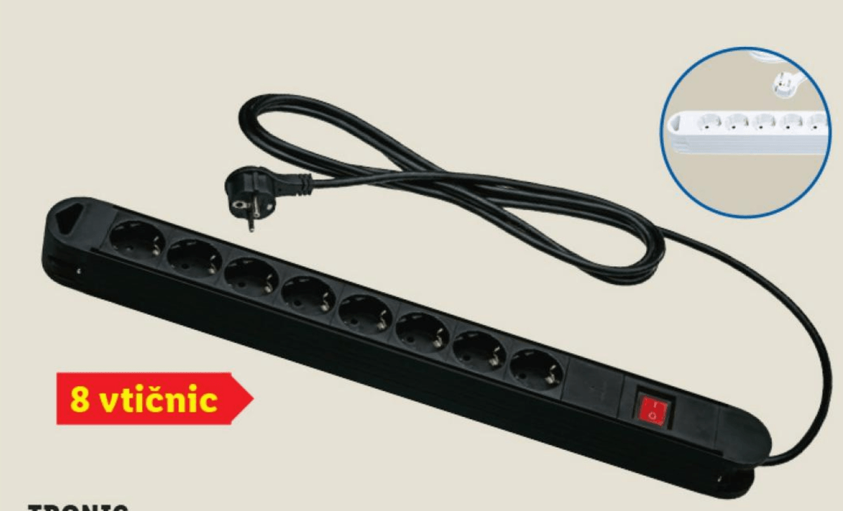 Tronic Letev z vtičnicami 8 vtičnic - Akcija v trgovini Lidl