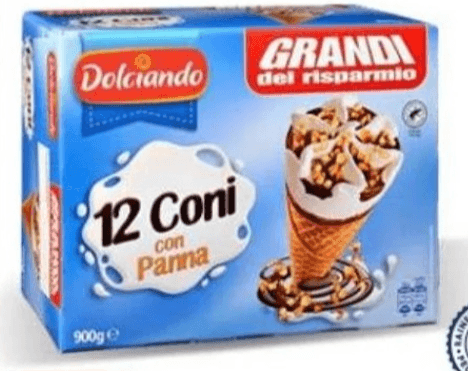 Korneti s smetano 12 kosov, 900 g Grandi del risparmio - Akcija v trgovini Eurospin