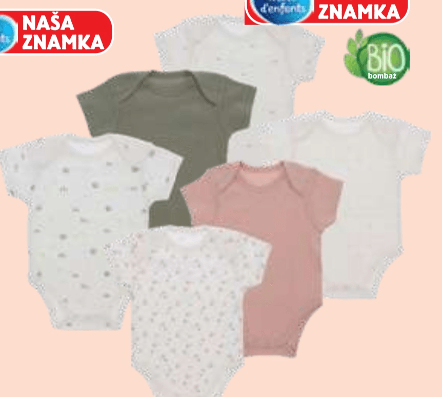 Otroški bodi s kratkimi rokavi 3x Mots d'enfants - Akcija v trgovini E.Leclerc