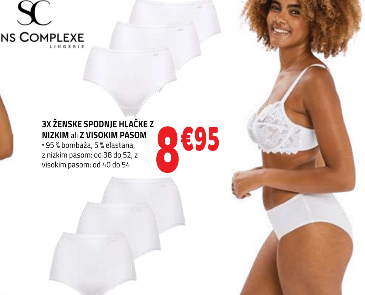 SANS COMPLEXE 3x ženske spodnje hlačke z nizkim ali z visokim pasom 3x - Akcija v trgovini E.Leclerc