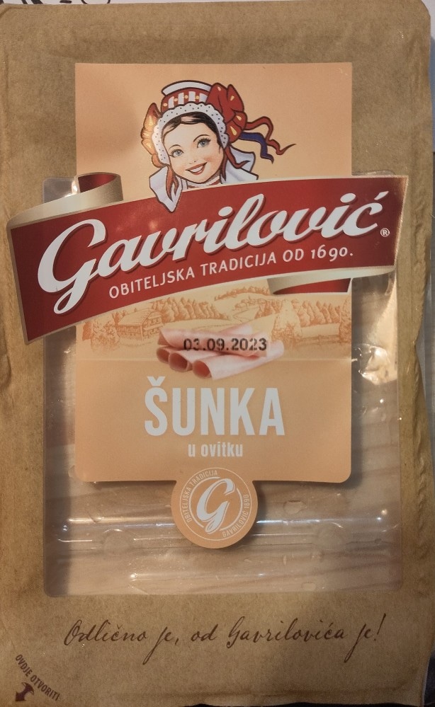 Šunka v ovitku Gavrilović 100 g Akcija v trgovini E.Leclerc